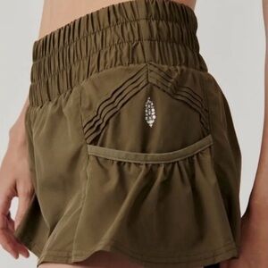NWOT Free People Flirty On The Go Shorts Army Green